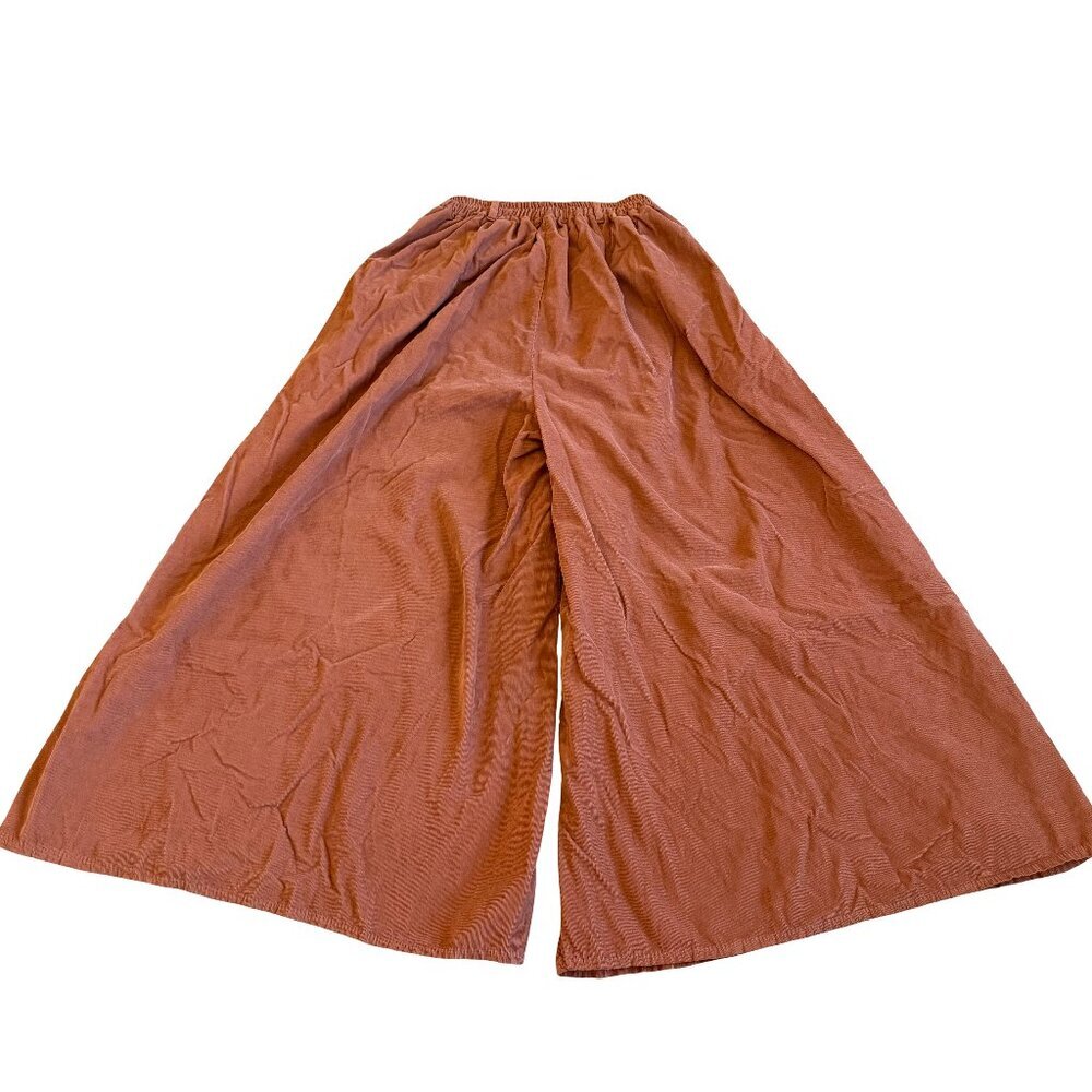 Adele Altman Italian Wide Leg Lightweight Rust Corduroy Pants Cropped Sz Small